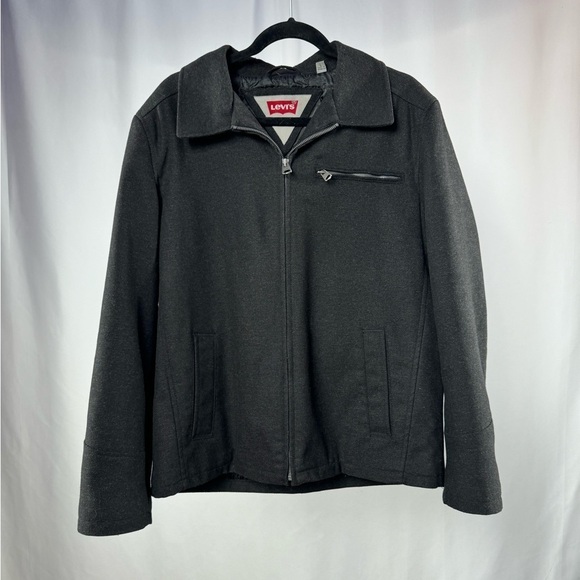 Levi’s Wool Blend Full Zip Jacket in Dark Grey Size Large - Picture 1 of 7